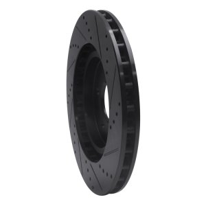 Ford Mustang Brake Rotor (1) - Front Left - R1 Concepts - Drilled & Slotted - Black - `94-`04